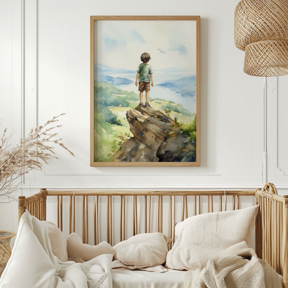 Nature Watercolor Mountain Landscape Art Print, Boys Room - Image 2