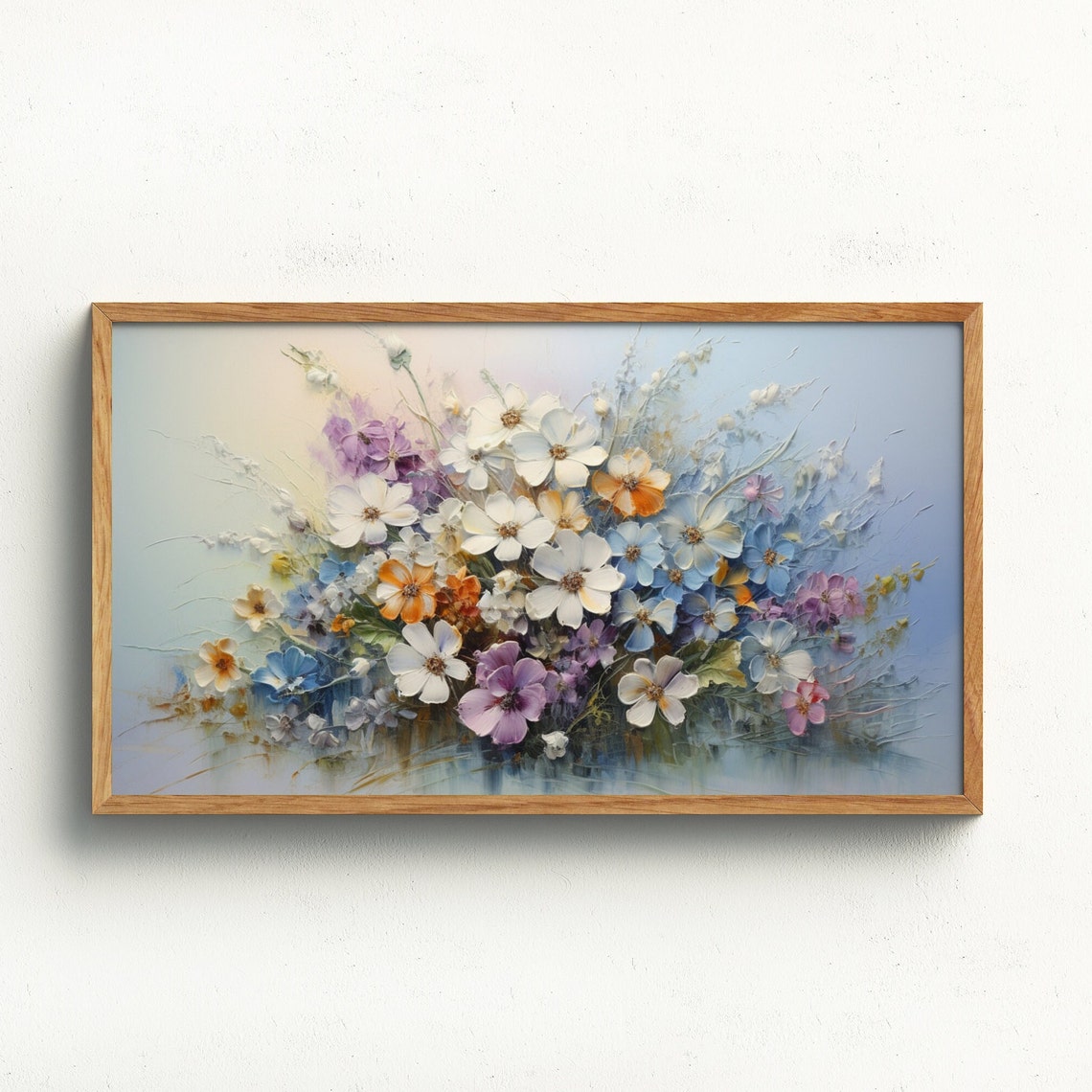 Wildflower Meadow Bouquet Impasto Pastel Spring Floral Painting Poster