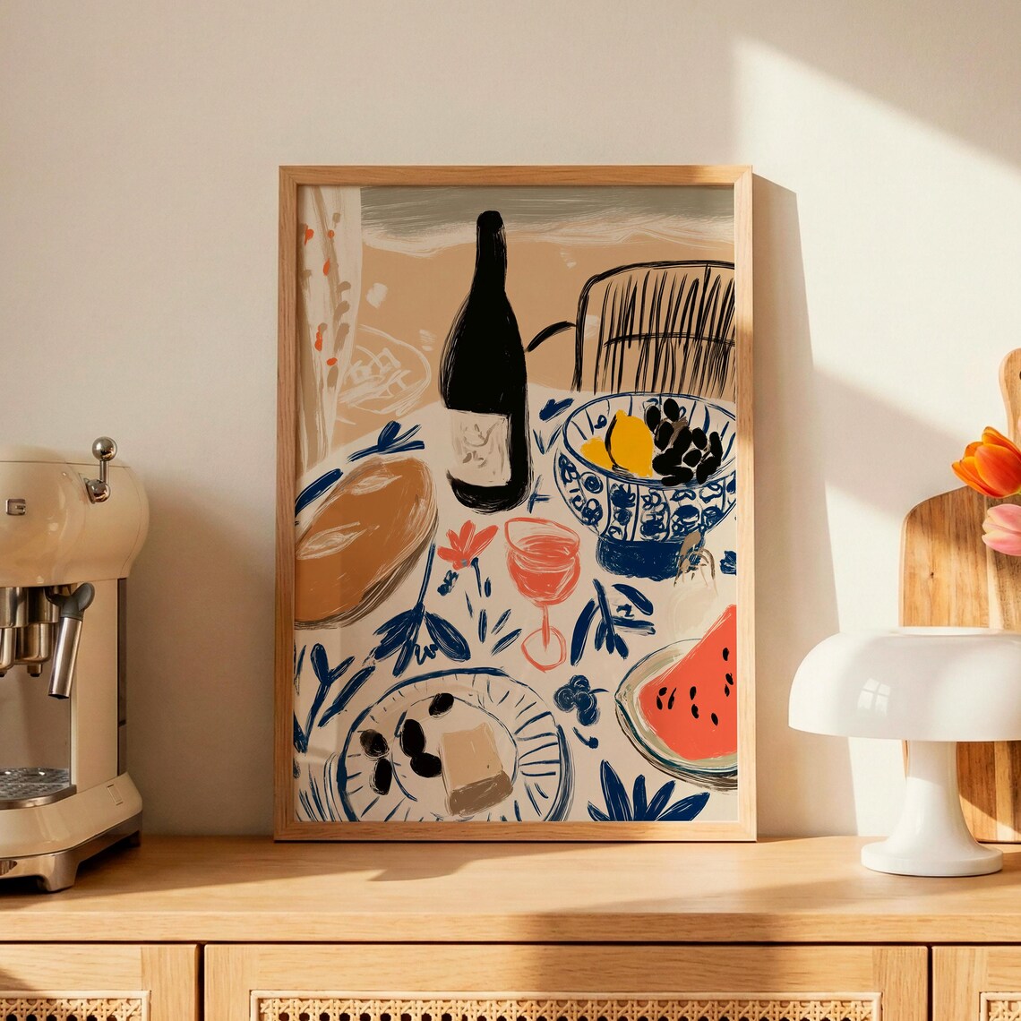 Mediterranean Table Art Print, Italian Still Life