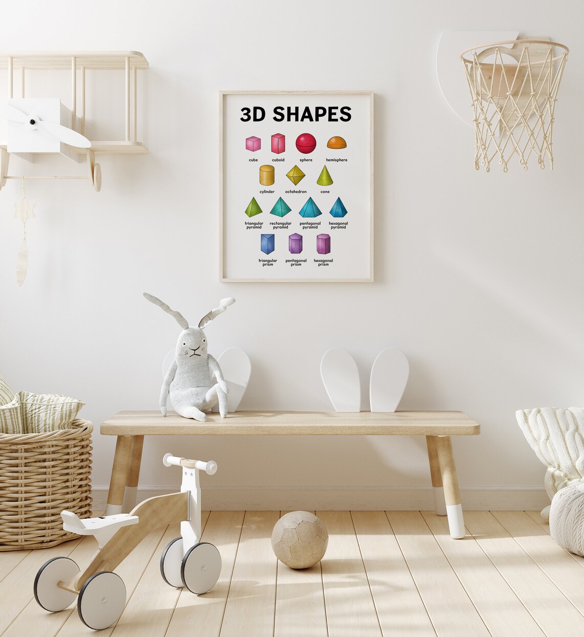 Rainbow 3D Shapes Learning Poster, Preschool Prints - Image 4