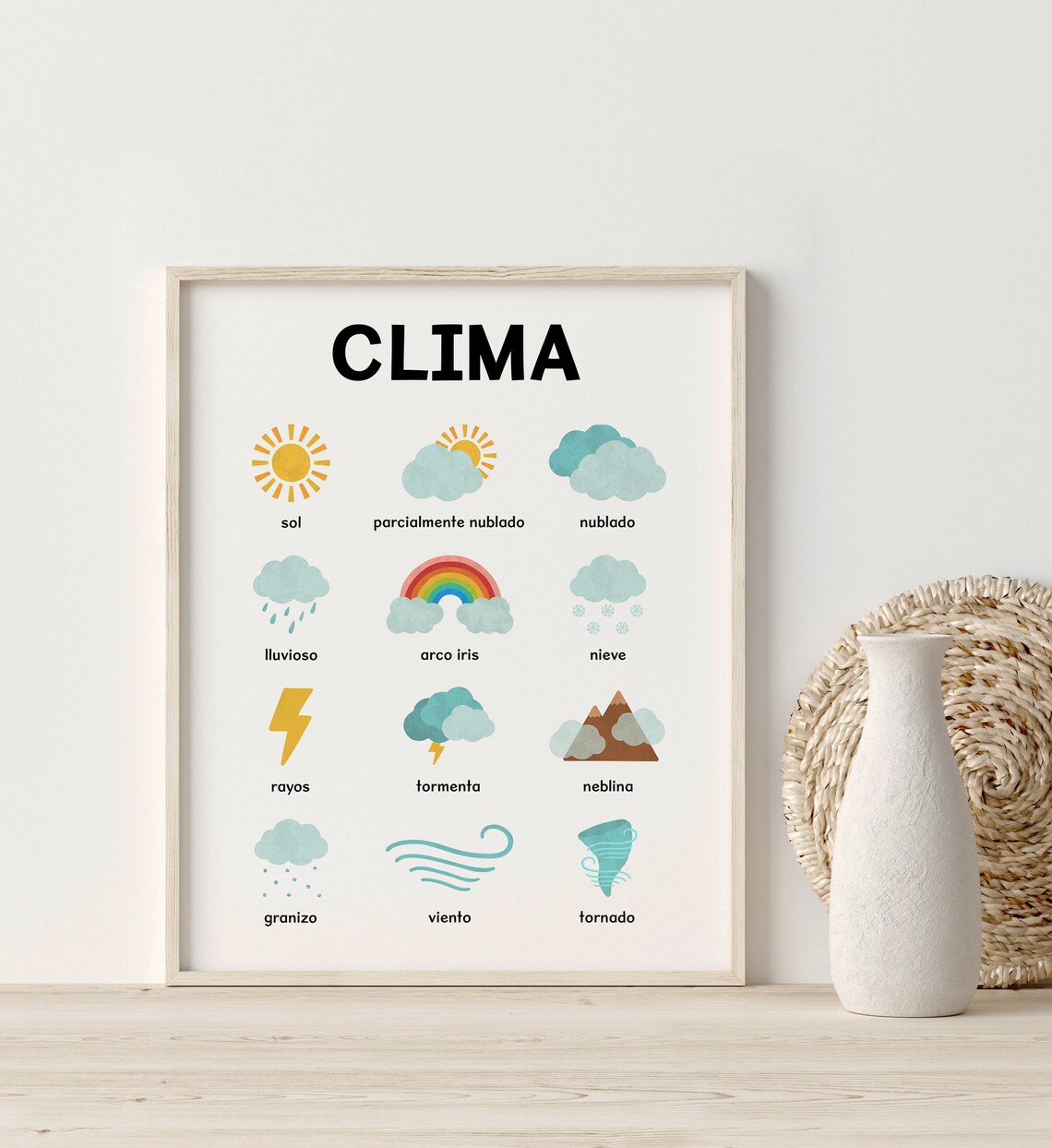 Clima Spanish Weather Chart Kids Educational Nursery Learning Poster - Image 6