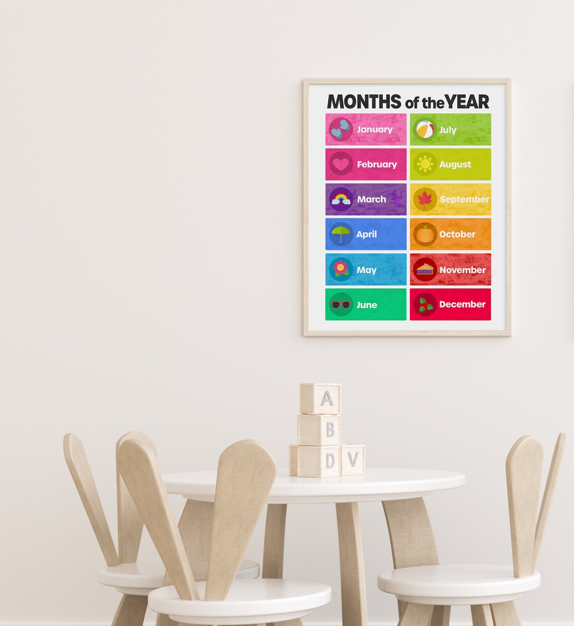 Rainbow Months of the Year Nursery Learning Poster - Image 3