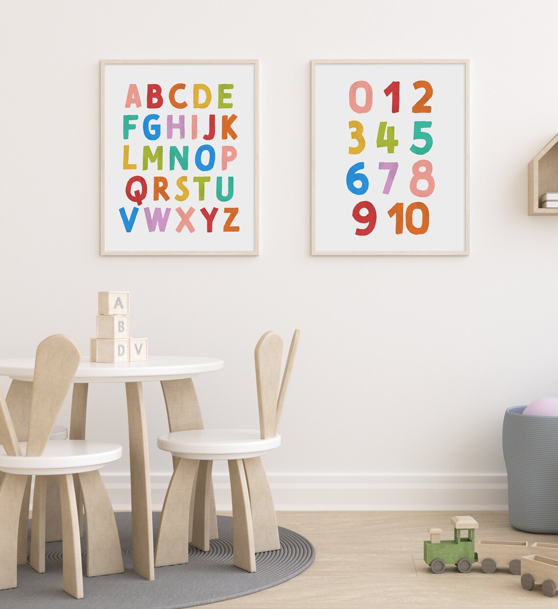Rainbow Alphabet And Numbers Nursery Art Print