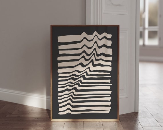 Modern Lines Black And Beige Art Minimalist Abstract Lines Art Print Modern Black Living Room Decor Bold Stripes Print 0783