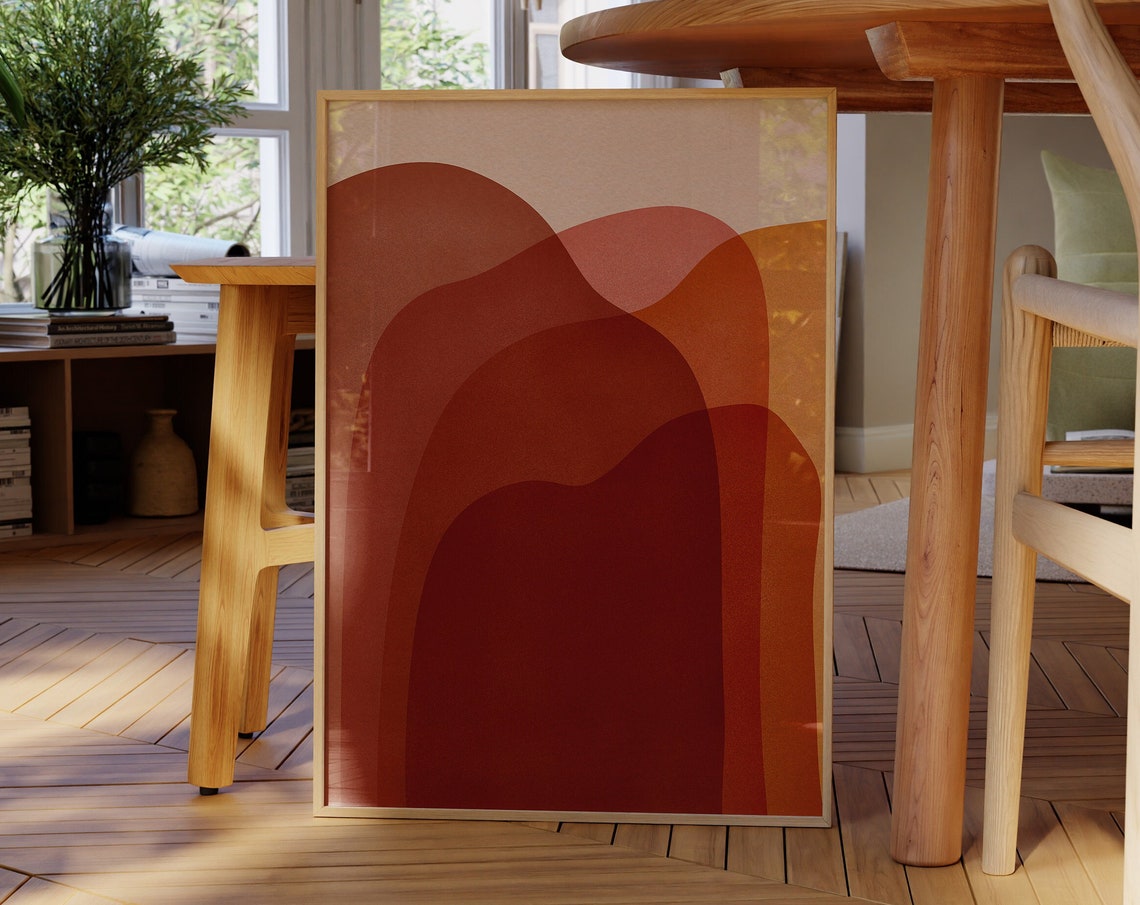Burnt Orange Abstract Arches Organic Shape Art Print Modern Decor