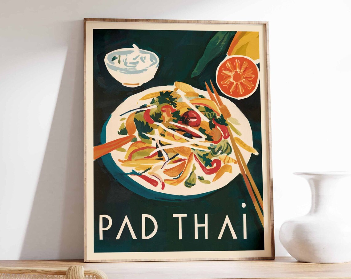 Pad Thai Thai Food Art Poster, Kitchen Decor