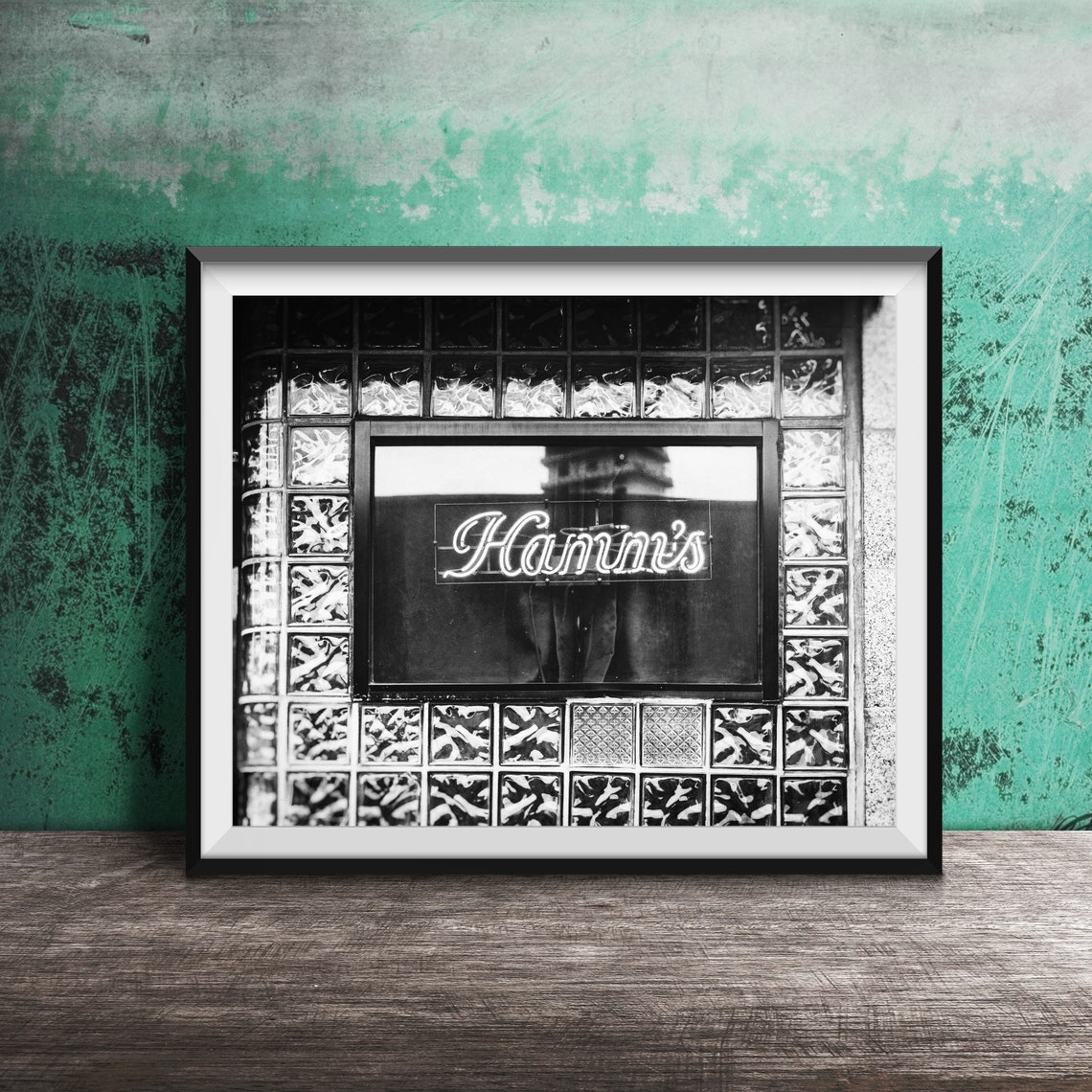 Hamm's Glowing Script Neon Sign Dive Bar Glass Block Window Poster - Image 2