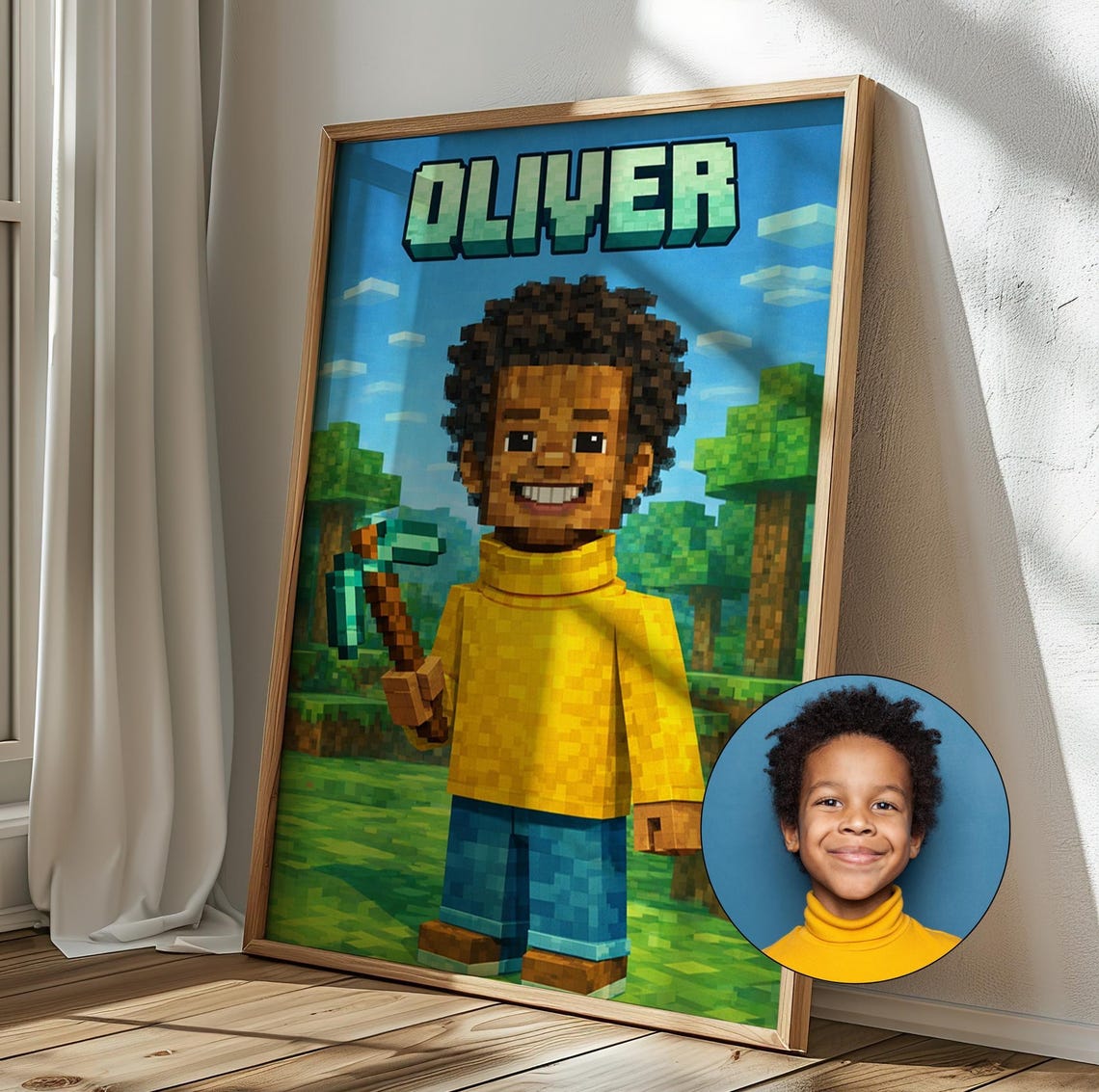 Custom Minecraft Portrait From Photo Print Name Boys Girls Room Decor Birthday Gift Nursery Poster - Image 7