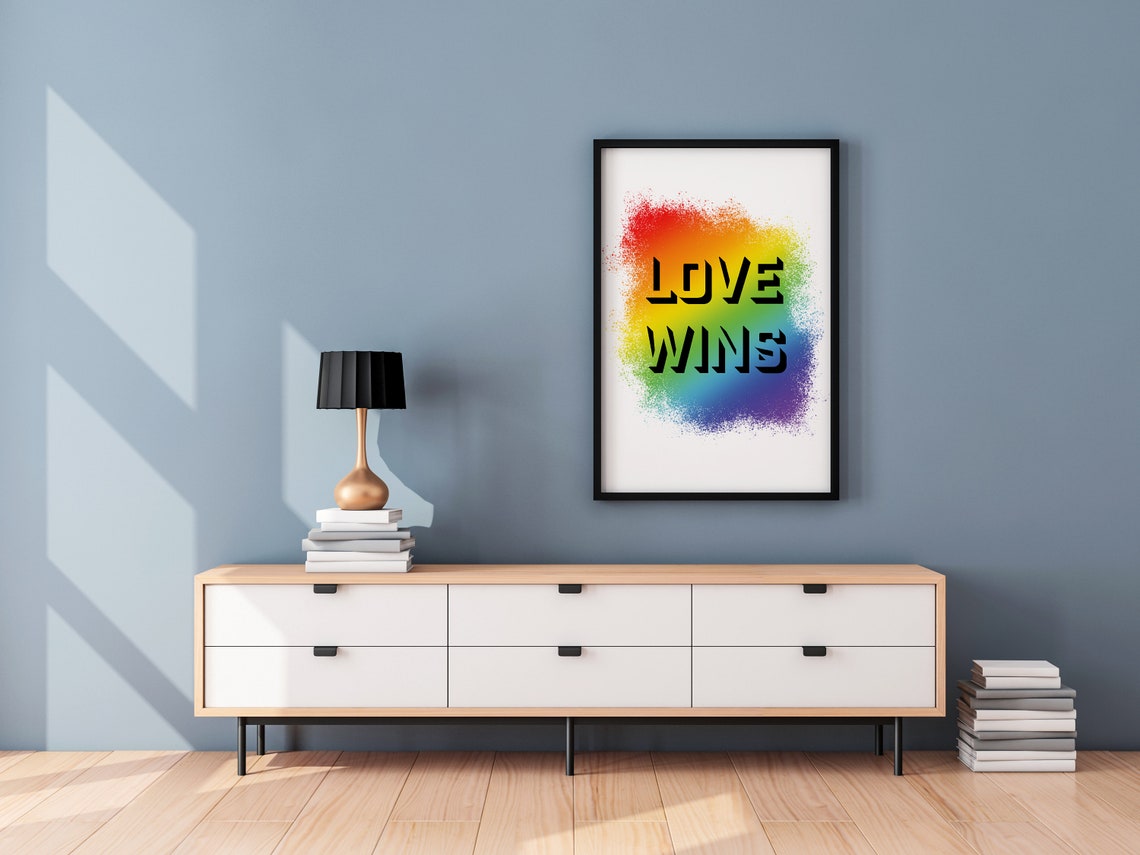 Love Wins Rainbow Pride Equality Quote Poster for Pride Month - Image 3