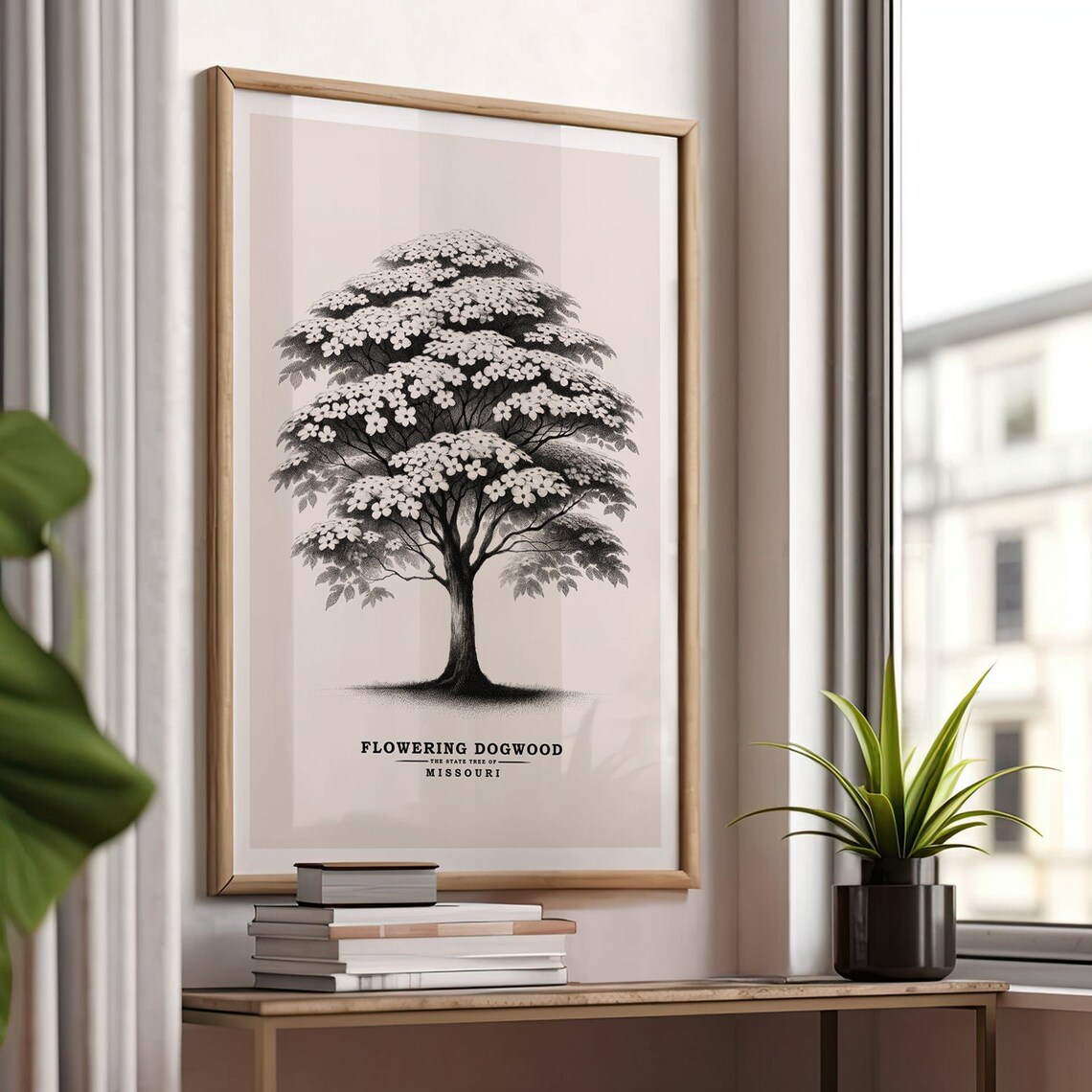 Missouri Flowering Dogwood Vintage Sketch Botanical Tree Poster