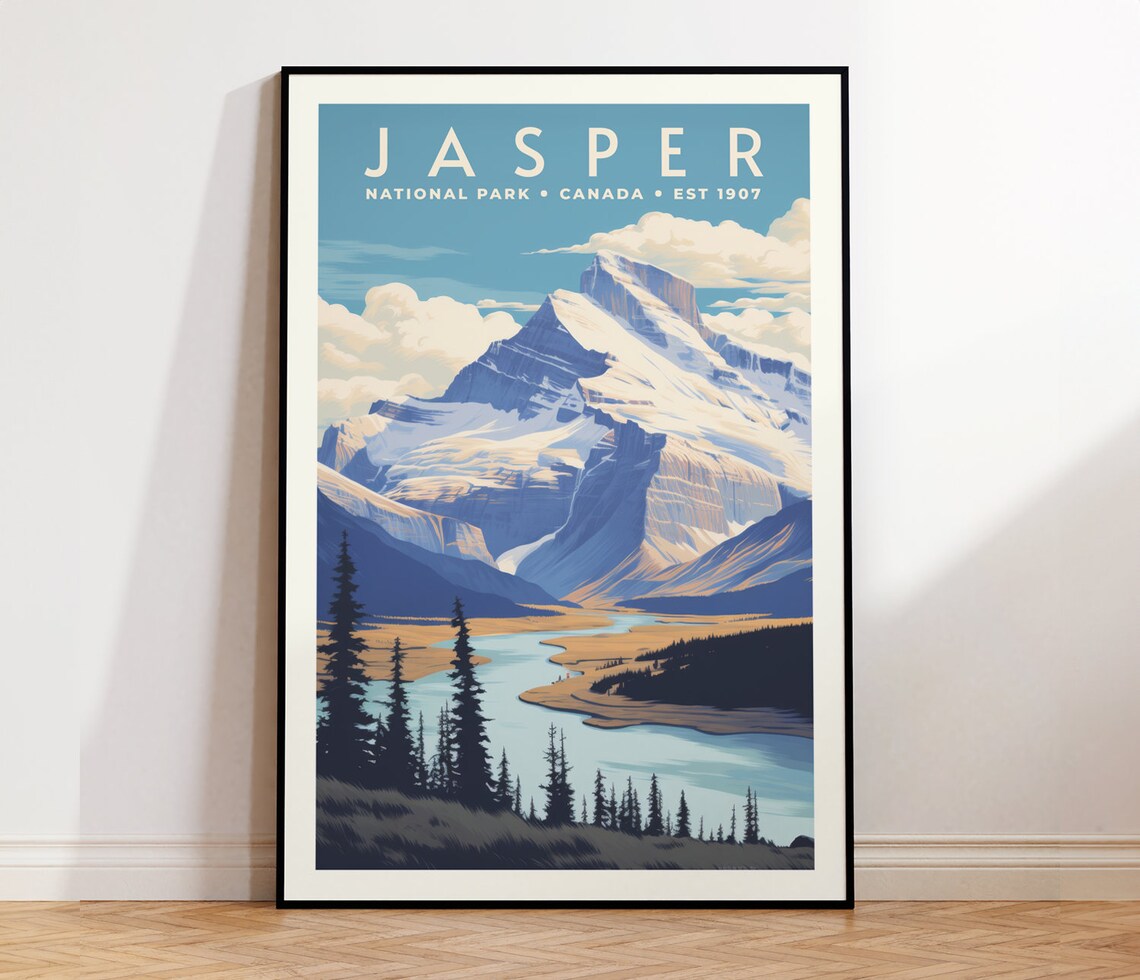 Jasper National Park Vintage Travel Poster, Alberta