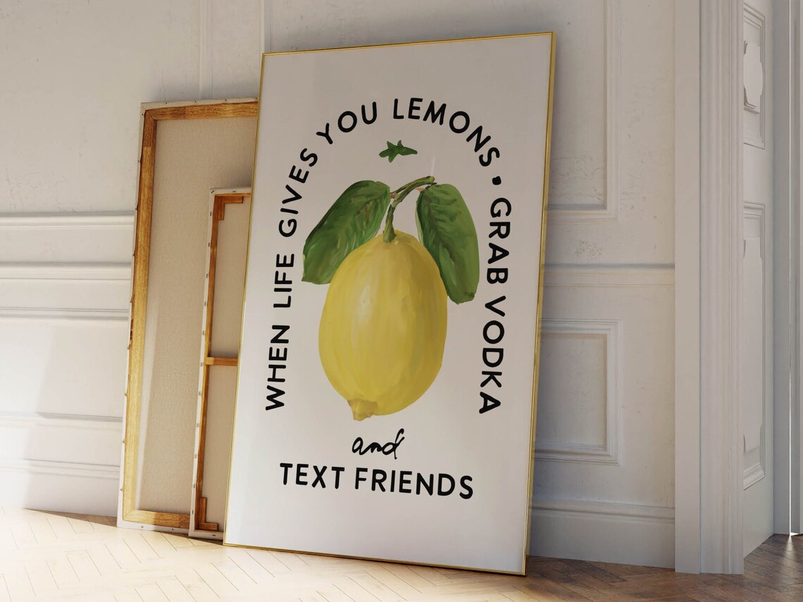 When Life Gives You Lemons Grab Vodka Funny Kitchen Bar Cart Poster - Image 2