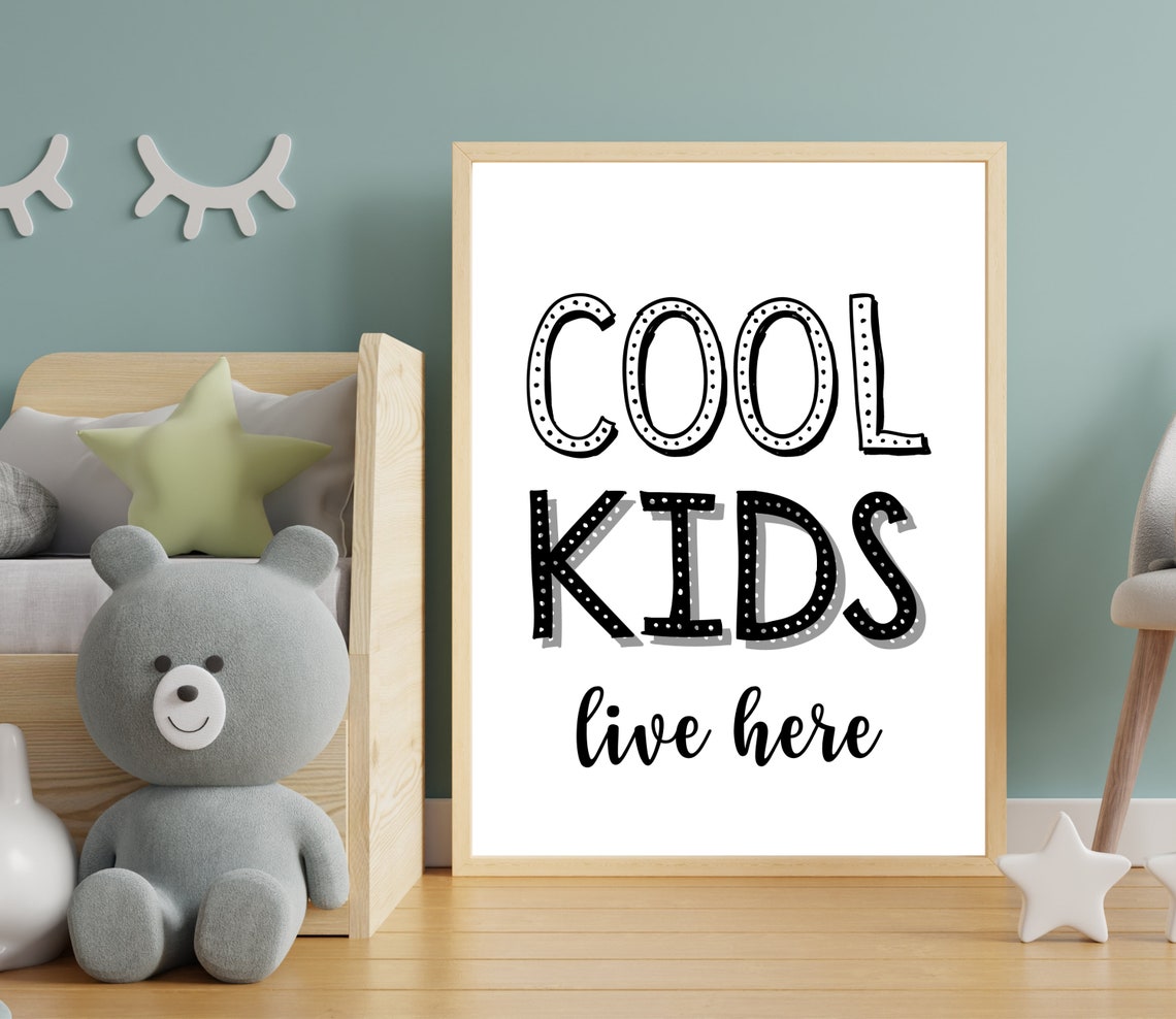 Cool Kids Live Here Playful Typography Nursery Kids Room Poster - Image 3