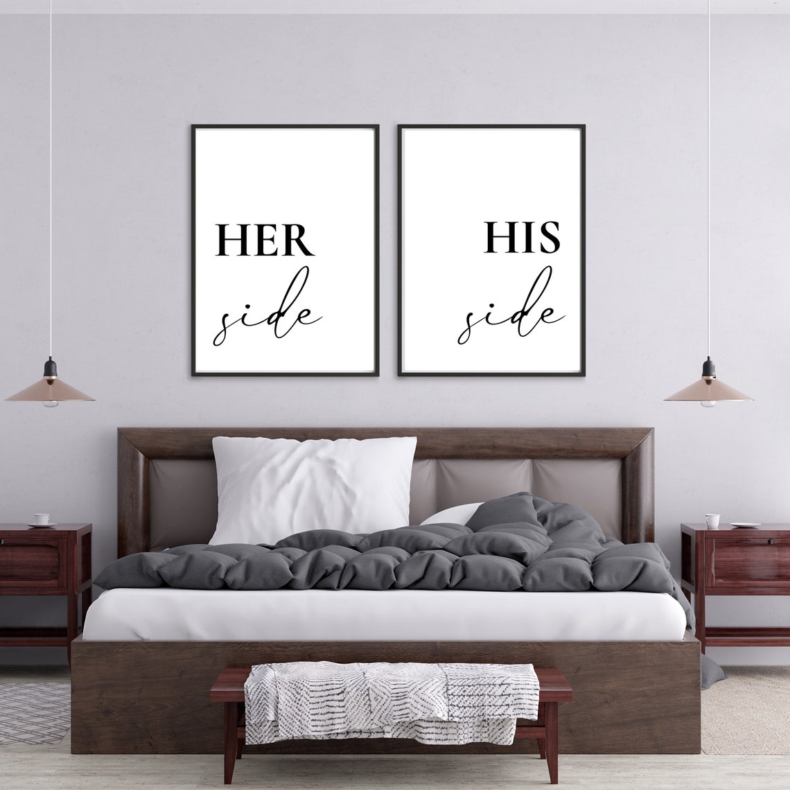 Her Side Bold Serif Script Minimalist Bedroom Sweet Quote Poster - Image 3