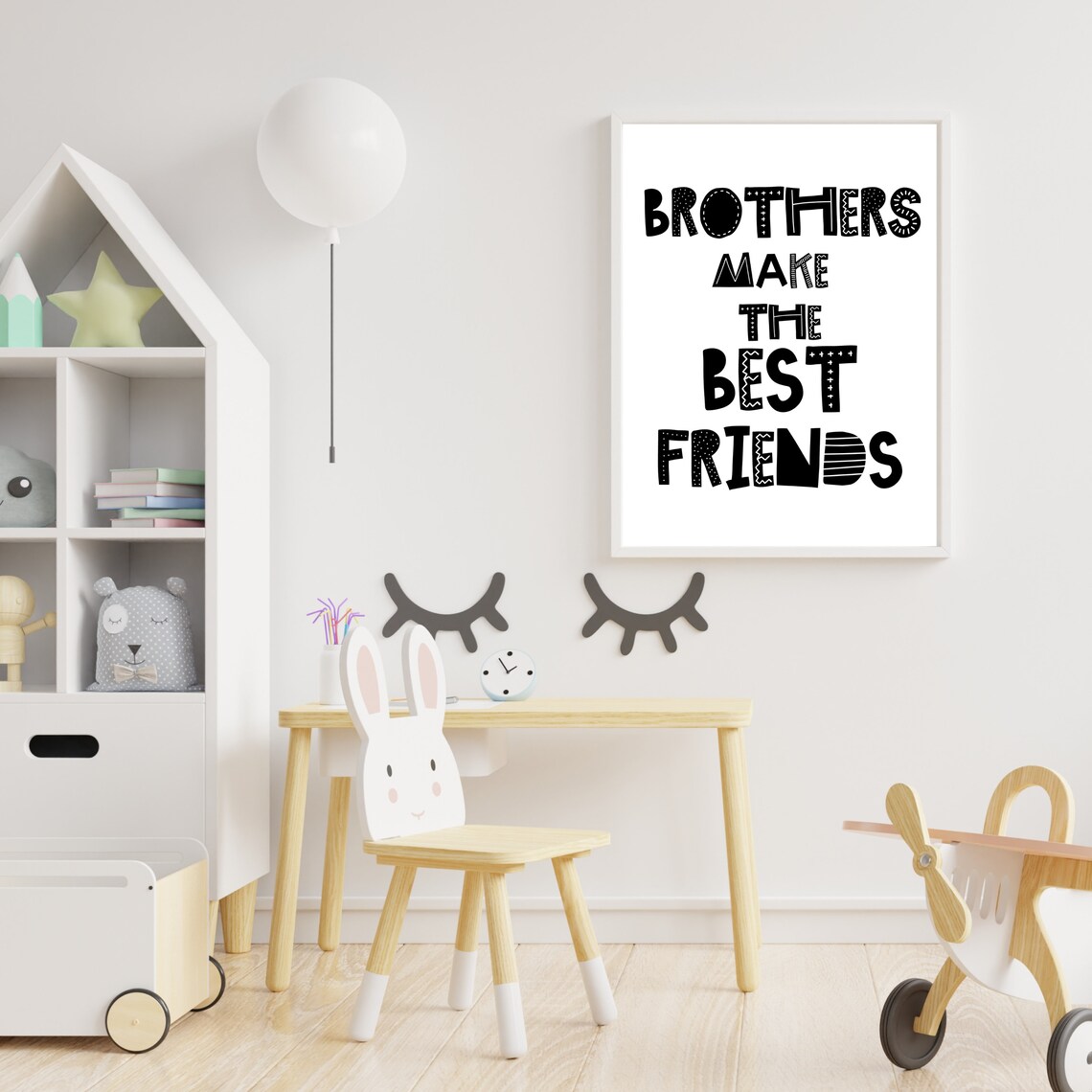 Brothers Make The Best Friends Playful Patterned Kids Room Poster - Image 2