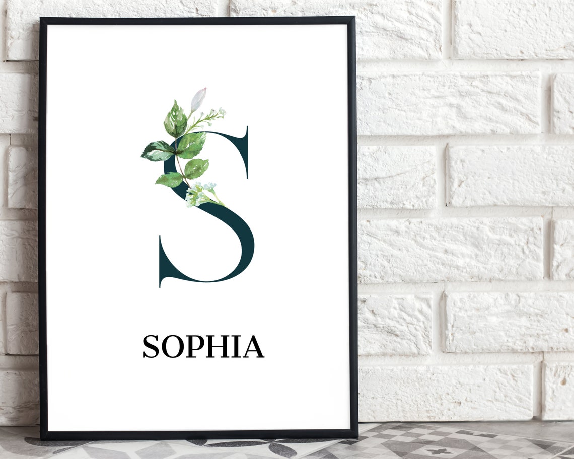 Personalized Botanical Initial Name Amelia Floral Monogram Poster - Image 3
