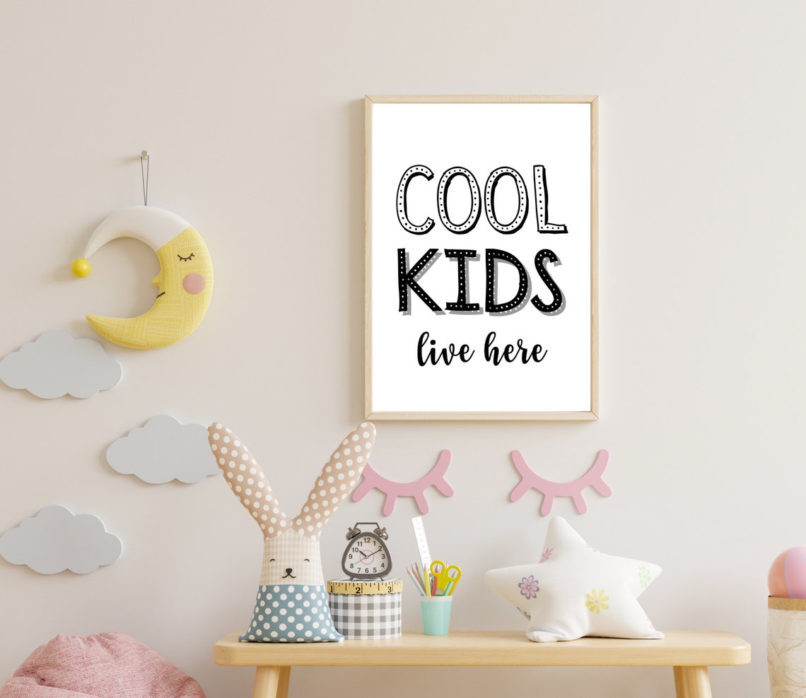 Cool Kids Live Here Playful Typography Nursery Kids Room Poster - Image 2