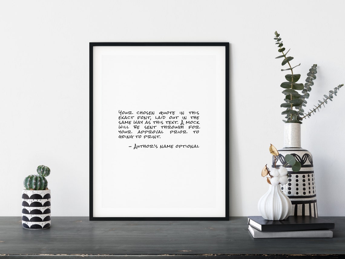 Personalised Custom Quote Handwritten Text Wedding Sign Poster