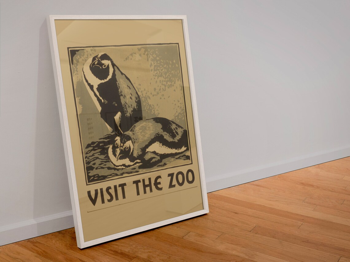Visit the Zoo Sepia Tone Penguin Vintage WPA Federal Art Poster - Image 4