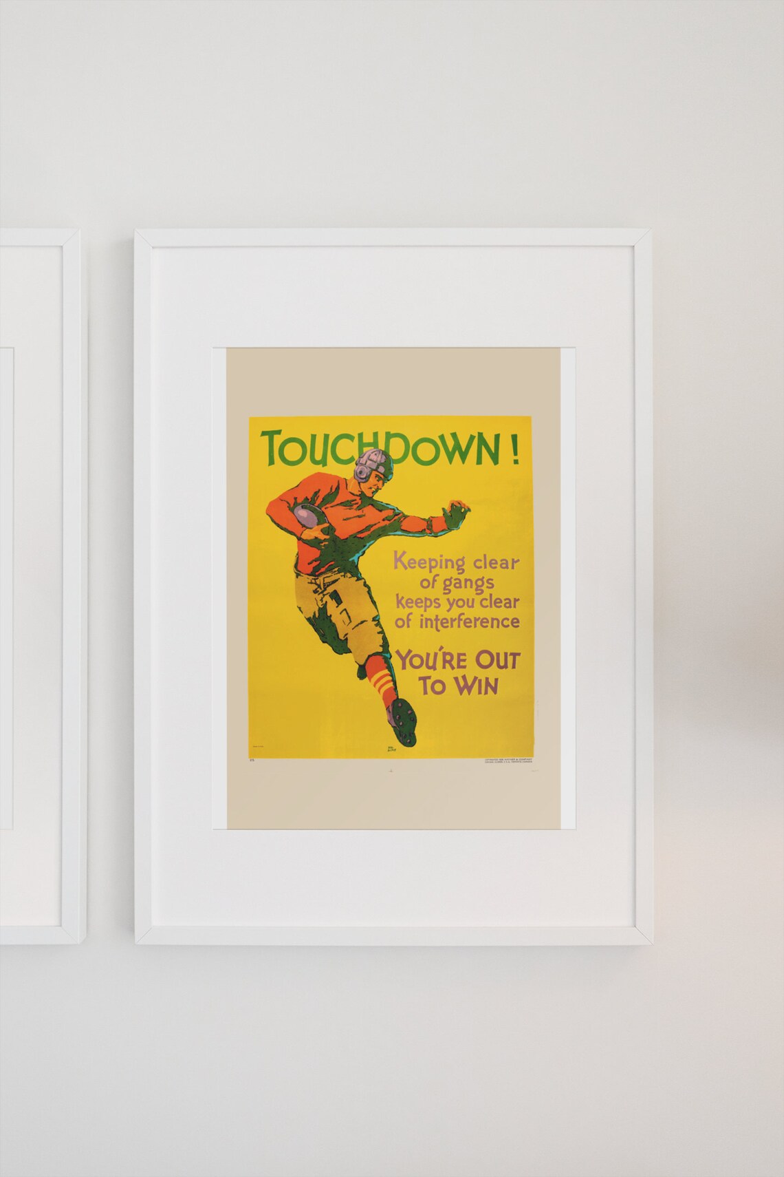 Touchdown You Are Out to Win Vintage Football Motivational Poster - Image 3