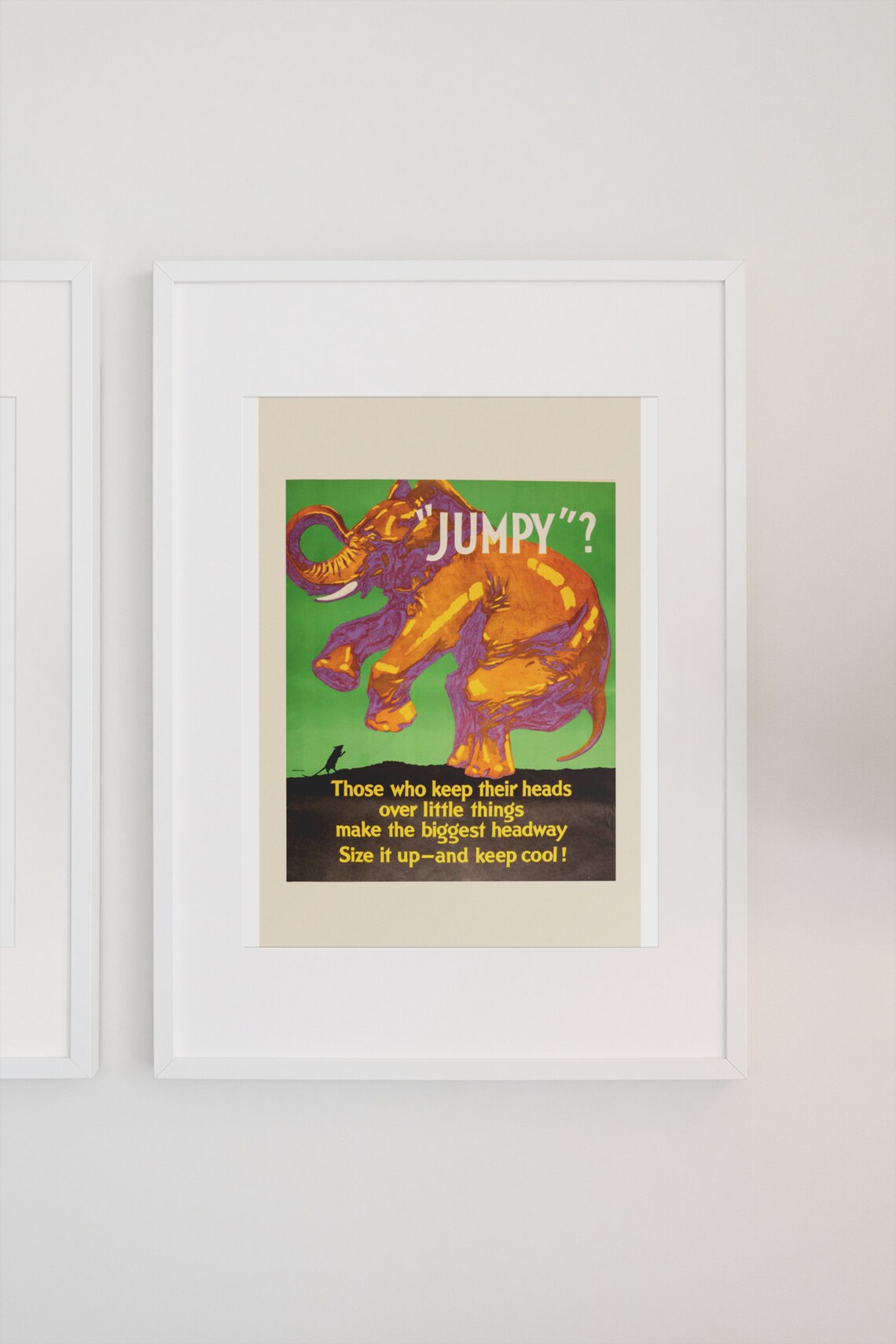 Jumpy Elephant Mather 1920s Keep Cool Work Incentive Motivational Poster - Image 3