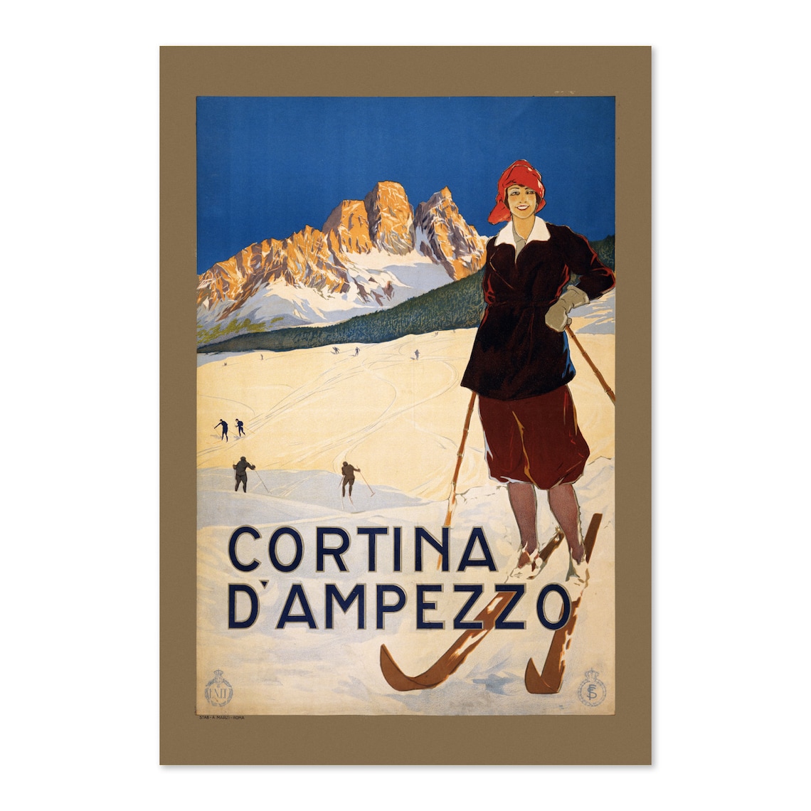 Ski Cortina D'Ampezzo 1920 Vintage Travel Poster