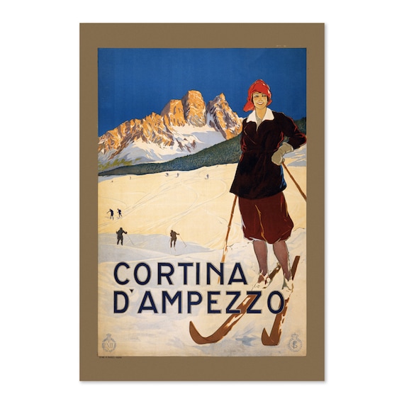 Ski Cortina D'Ampezzo 1920 Vintage Travel Poster