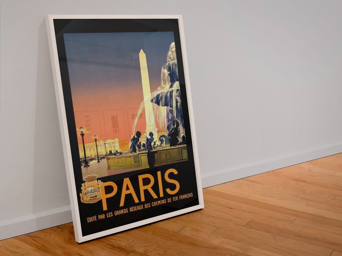 Paris Place de la Concorde Sunset French Railway Travel Poster - Image 4