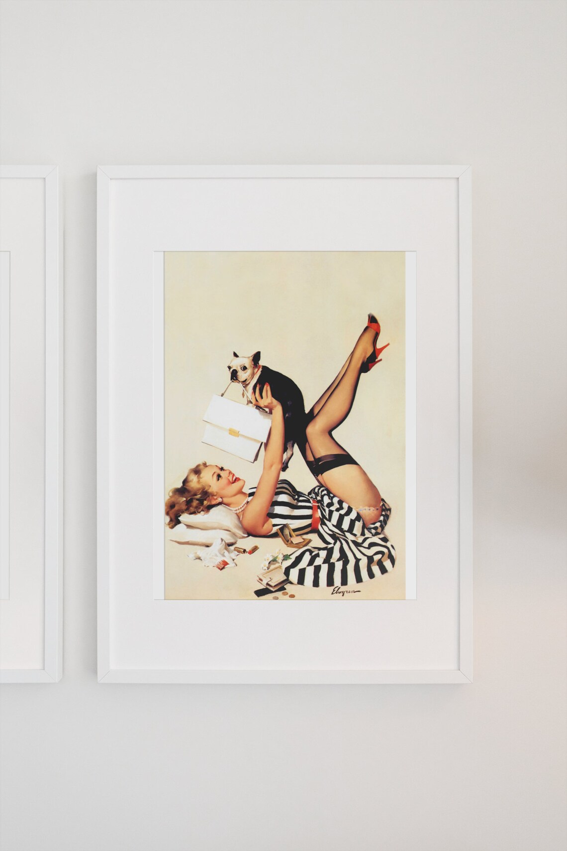 Gil Elvgren Pinup Girl With Playful Dog 1950s Style Retro Art Poster - Image 3