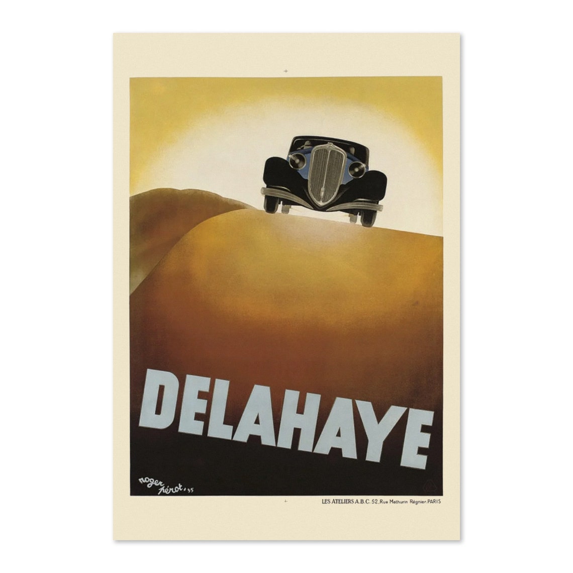 Delahaye 1935 Vintage French Automobile Art Deco Style Poster