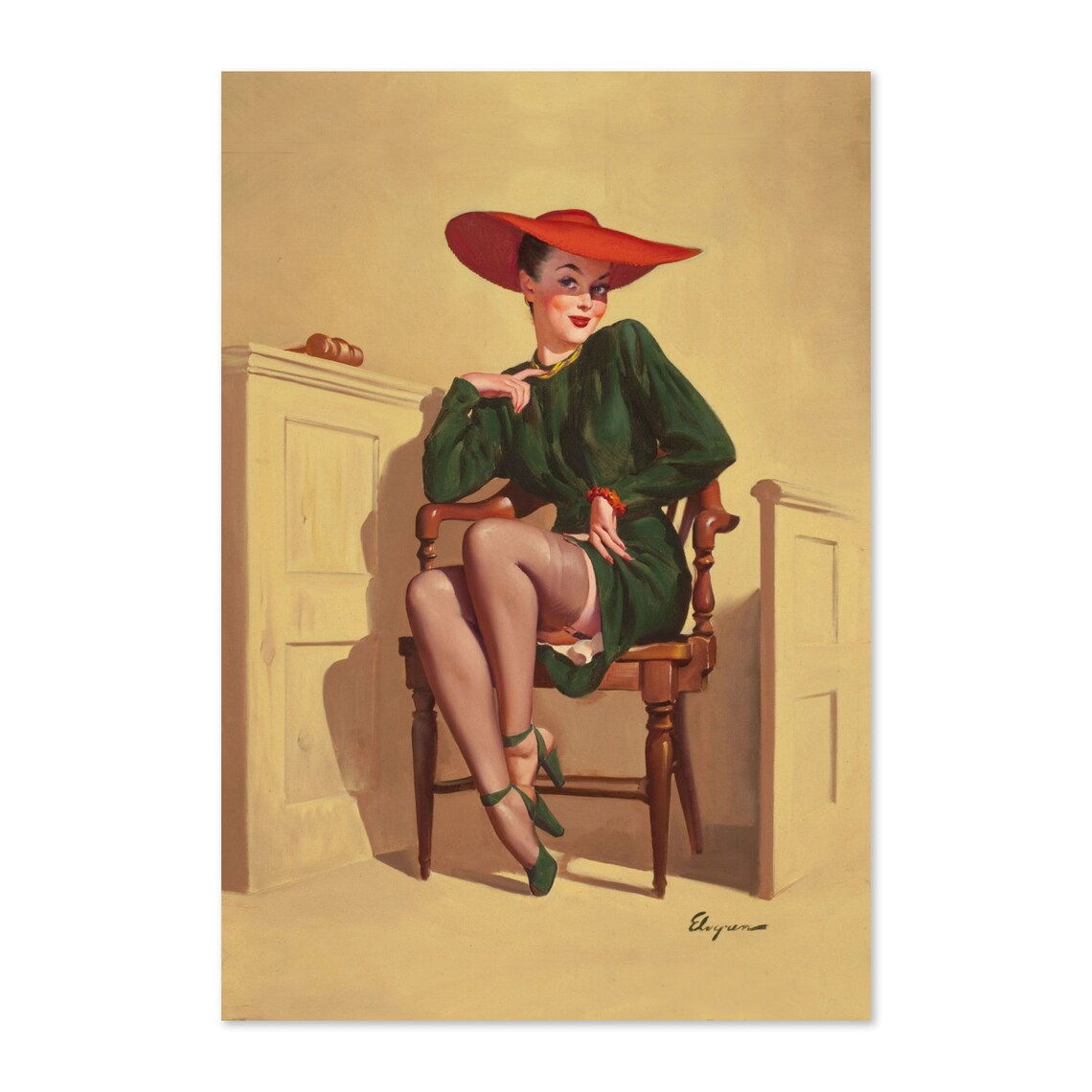 Gil Elvgren The Verdict Attorney Courtroom Gavel Pin-Up Poster