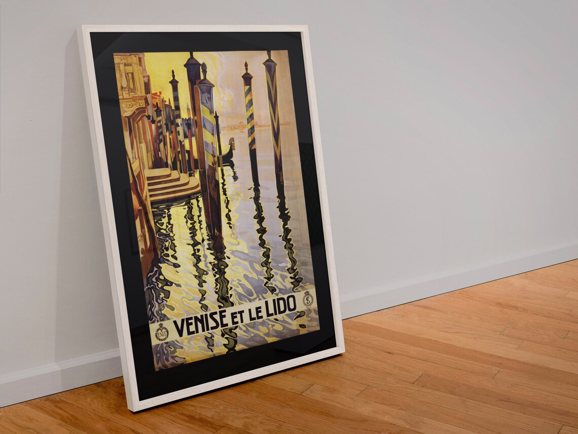 Venise Et Le Lido Venice Gondola Poles Classic Vintage Travel Poster - Image 4