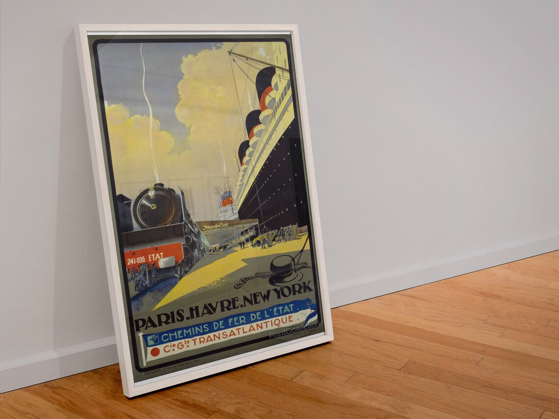 Paris Le Havre New York French Line Ocean Liner Travel Poster - Image 4