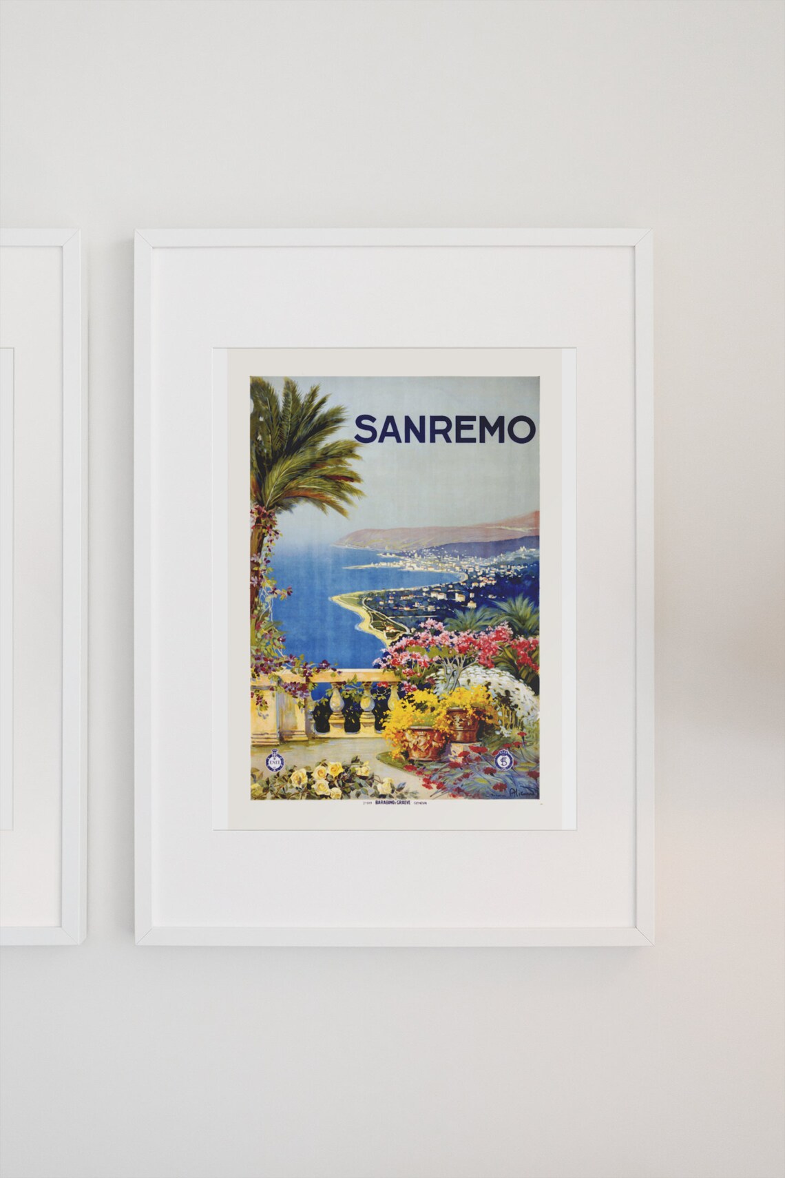 Sanremo Italy Floral Bay Terrace Classic Vintage Travel Poster - Image 3