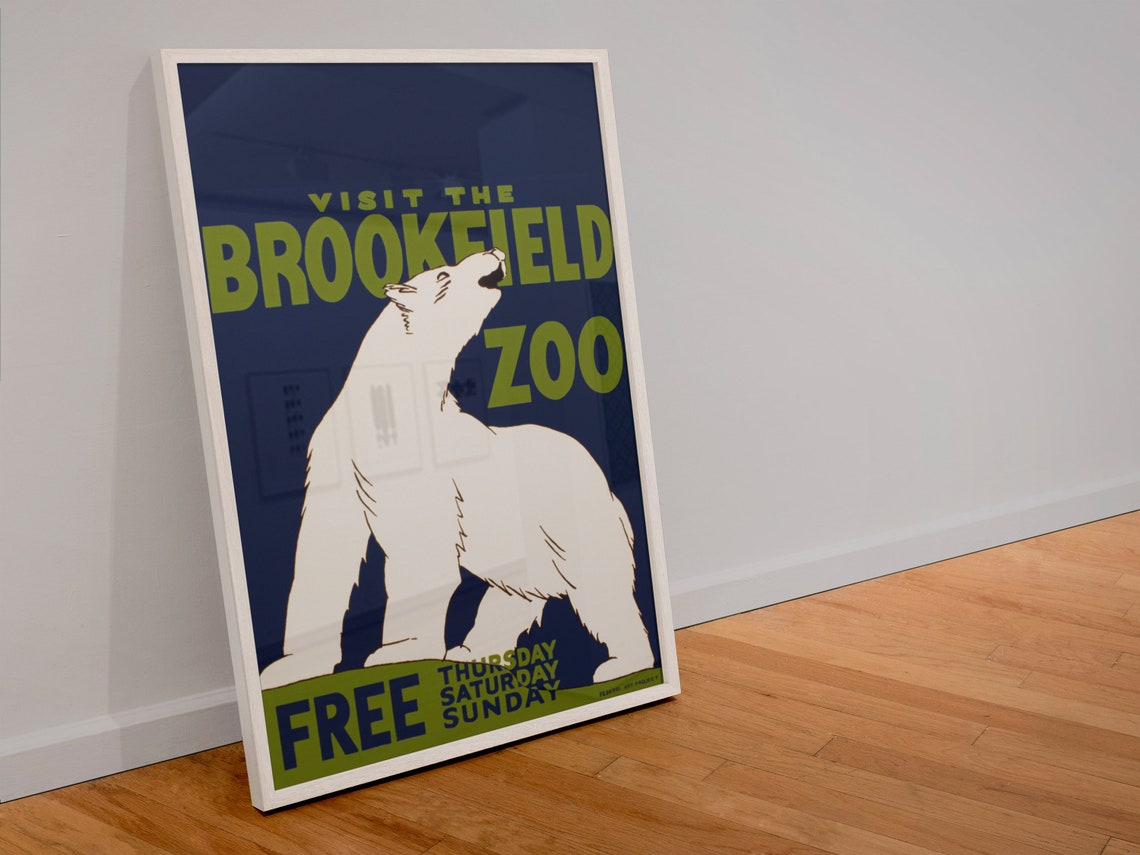 Visit the Brookfield Zoo Polar Bear Free Thursday WPA Poster - Image 4