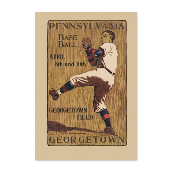 1905 Pennsylvania Vs Georgetown Vintage Style College Baseball Poster Motivational Artwork For Home Office Gym Wall Decor