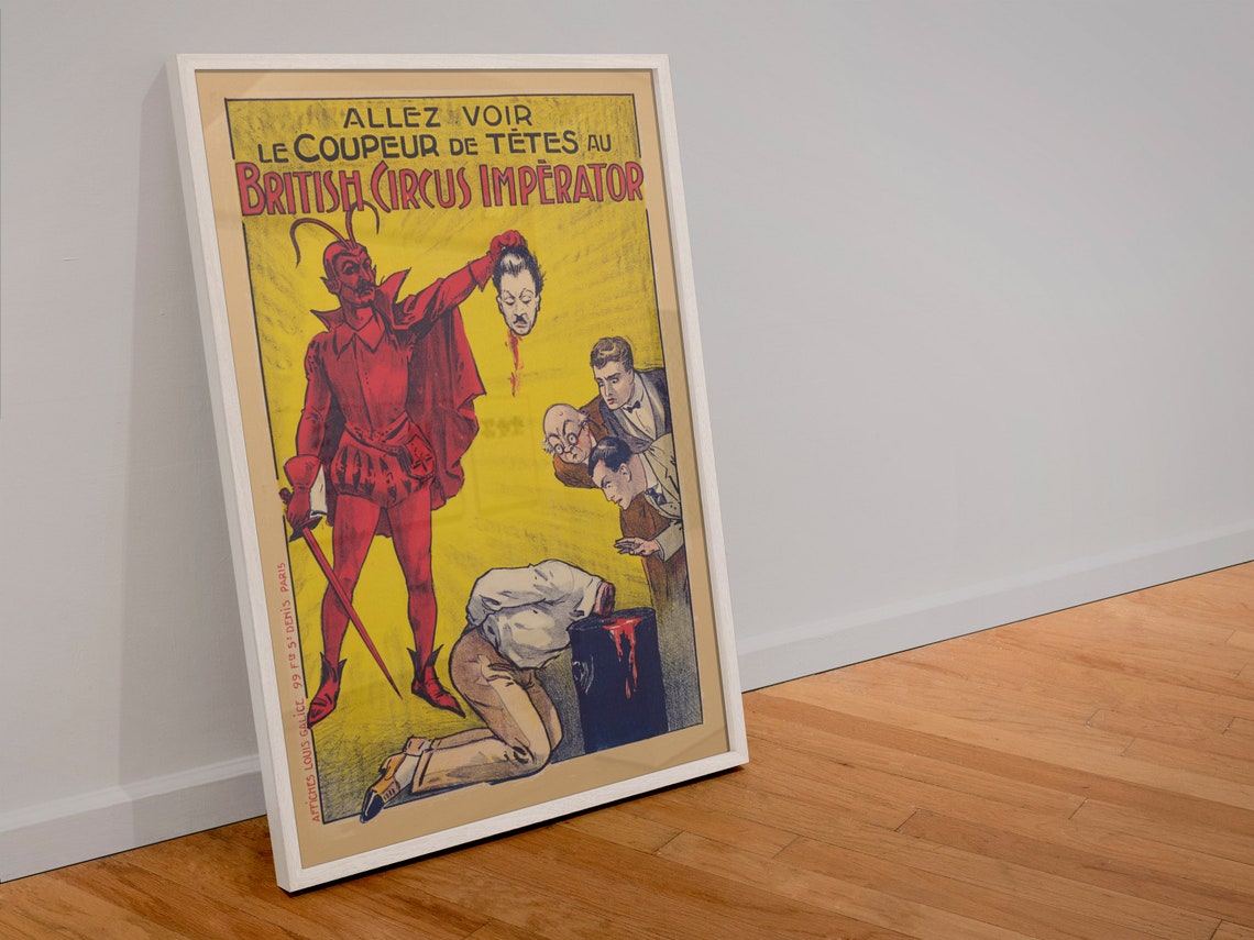British Circus Imperator Head Chopper Vintage French Magic Poster - Image 4