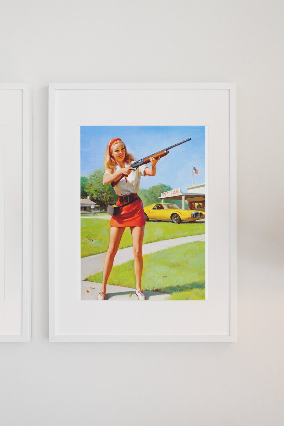 Gil Elvgren Skeet Club Shotgun Shooting Pin-Up Americana Poster - Image 3