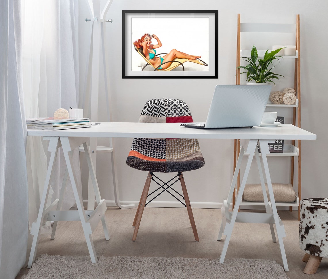 Gil Elvgren Did You Say Something Bikini Chaise Summer Pin-Up Poster - Image 3