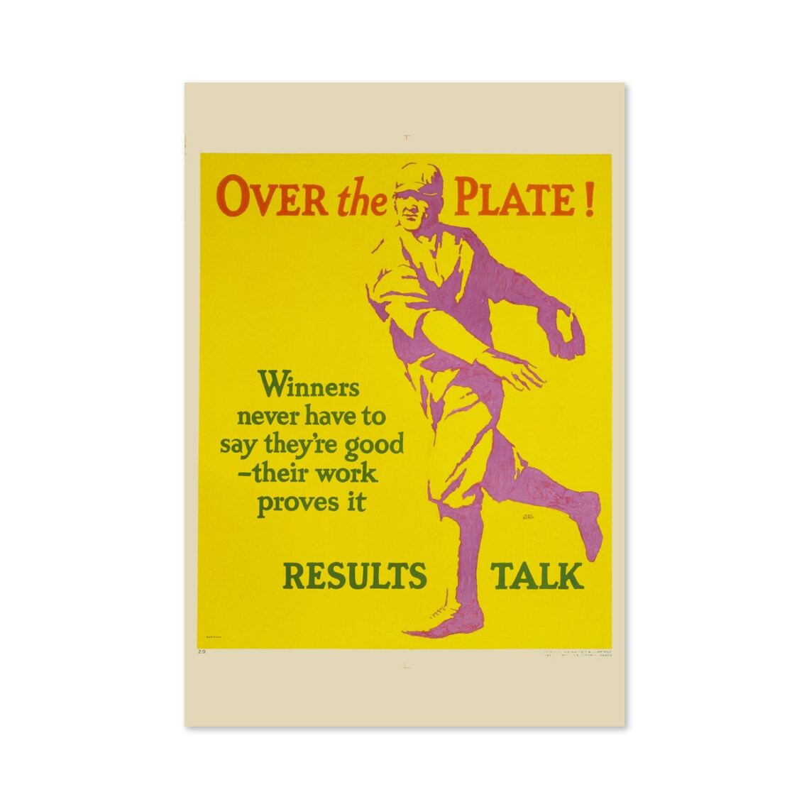 Over The Plate Results Talk Vintage Baseball Motivational Poster