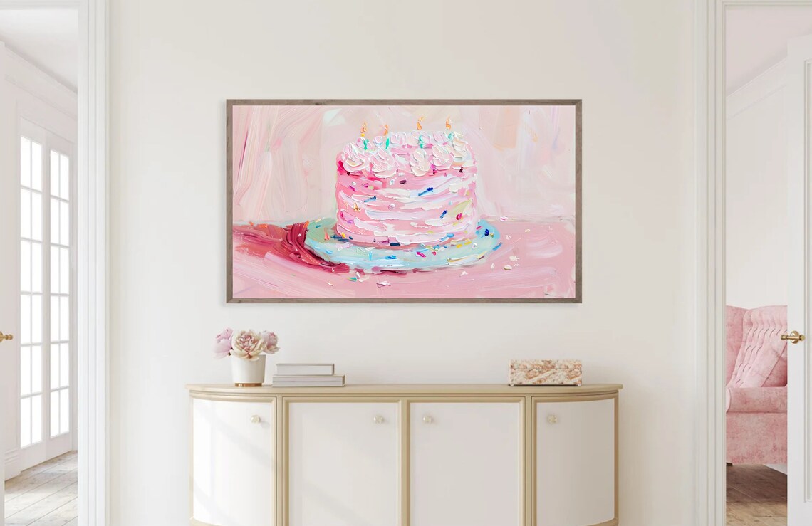 Birthday Cake Art Print, Colorful Birthday Wall Art - Image 3