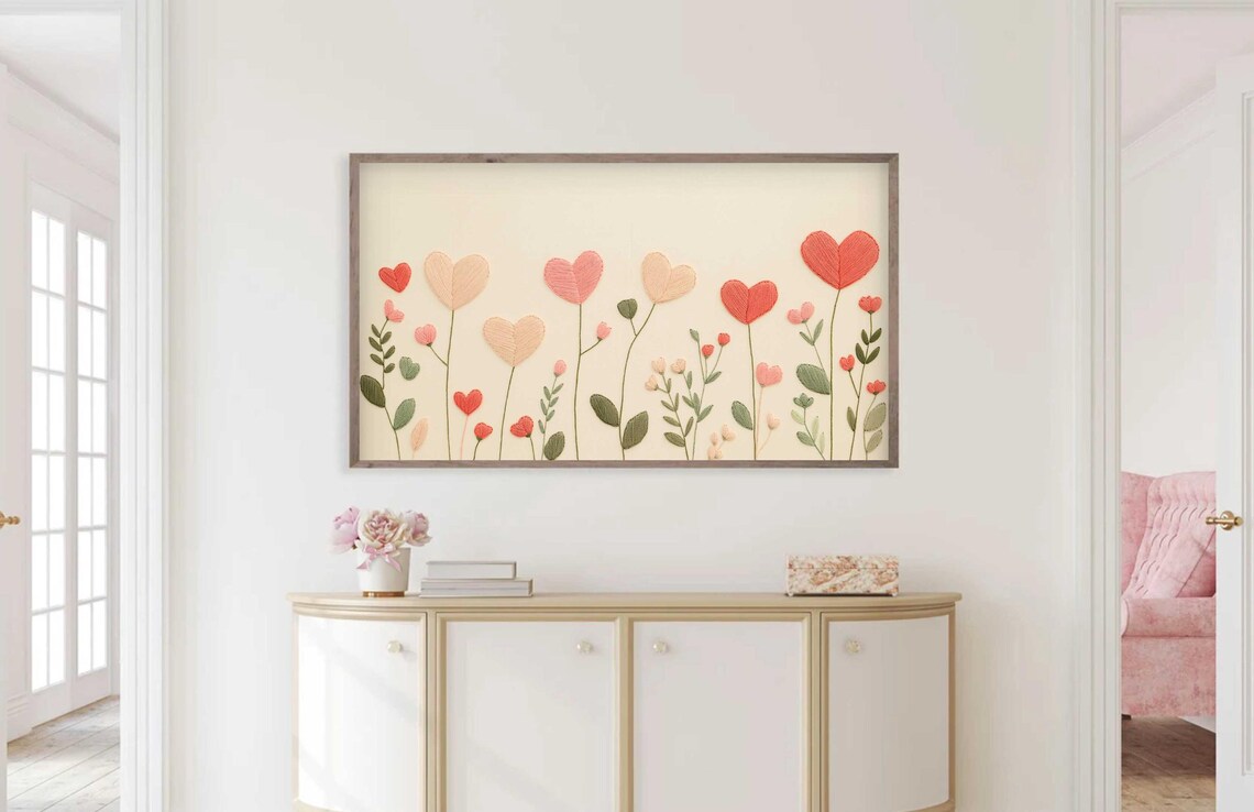 Valentine Embroidery Wildflower Heart Art Print - Image 5