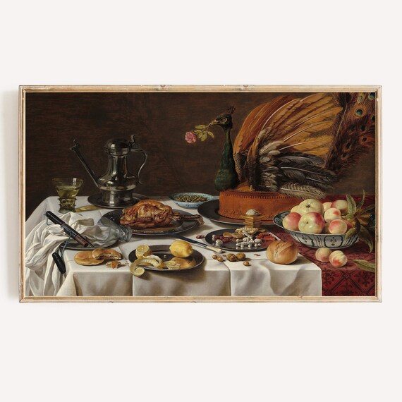 Dutch Banquet Still Life Roast Feast Vintage Thanksgiving Art Poster