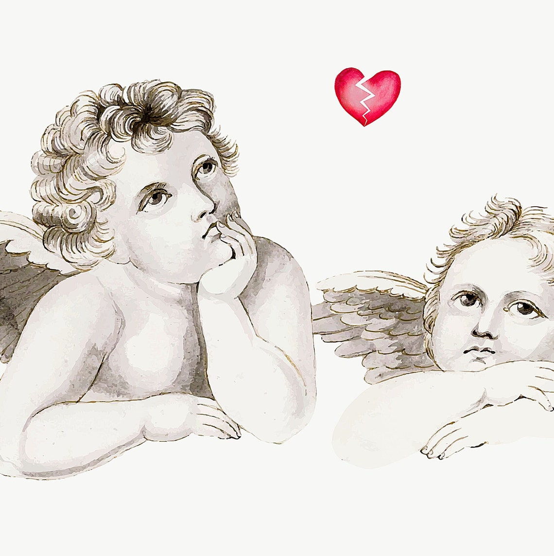 Vintage Cupid Cherubs Broken Heart Anti Valentine Spring Wall Poster - Image 3