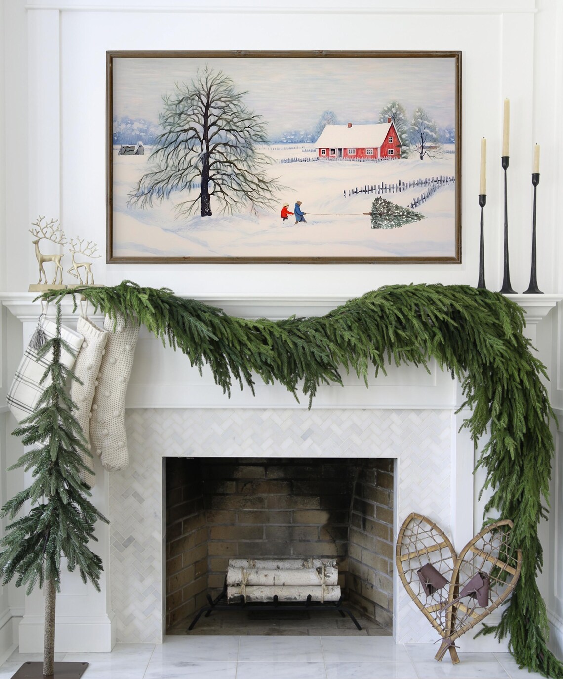 Christmas Tree Farm Landscape Watercolor Art Print - Image 2