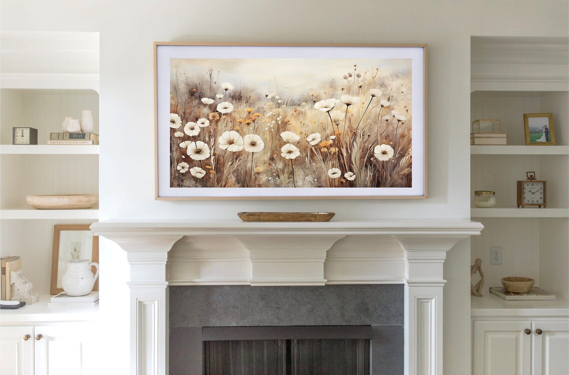 Wildflowers Art Print, Neutral Vintage Spring Painting - Image 2