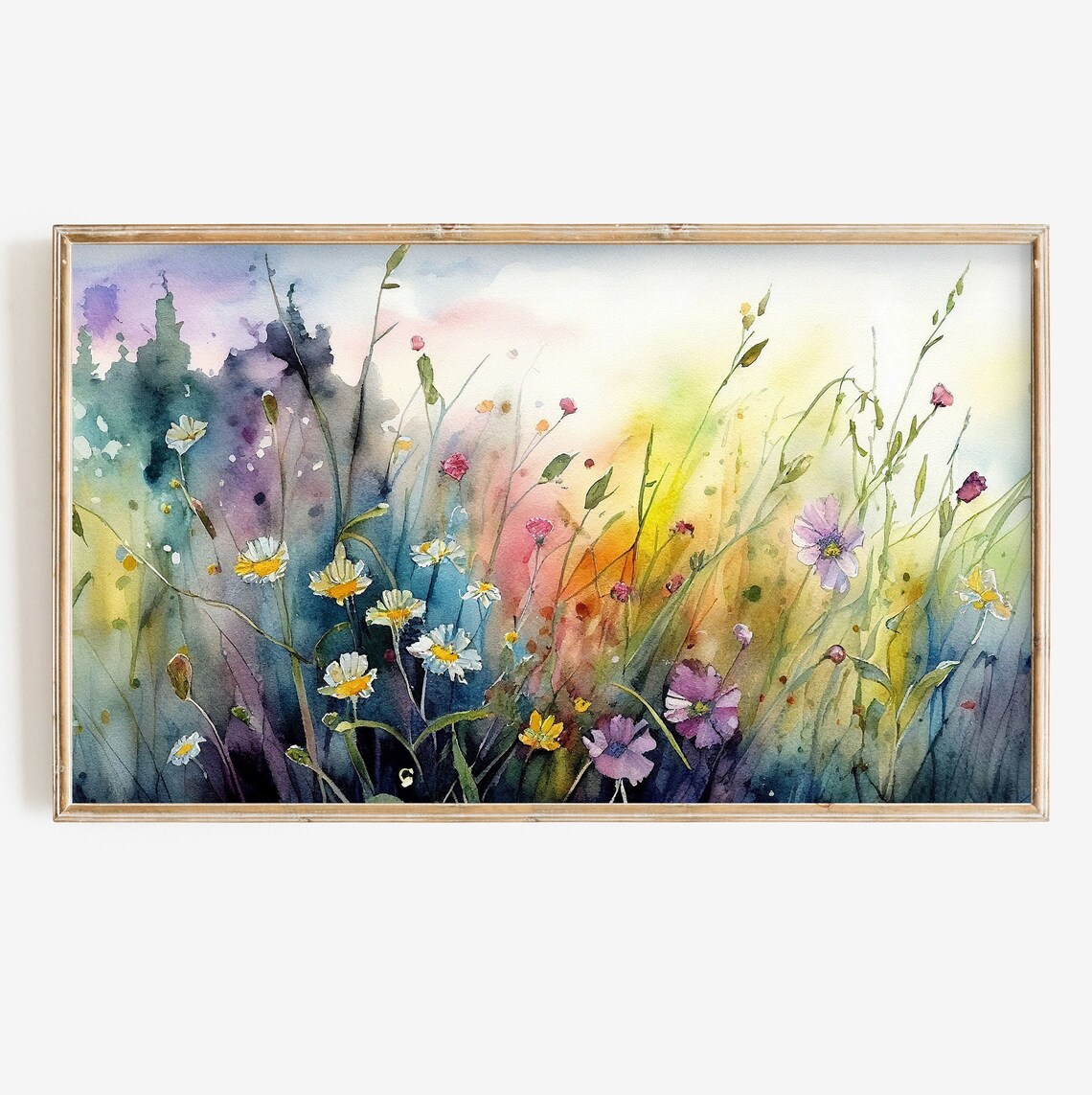 Spring Wildflowers Watercolor Art Print, Boho Floral