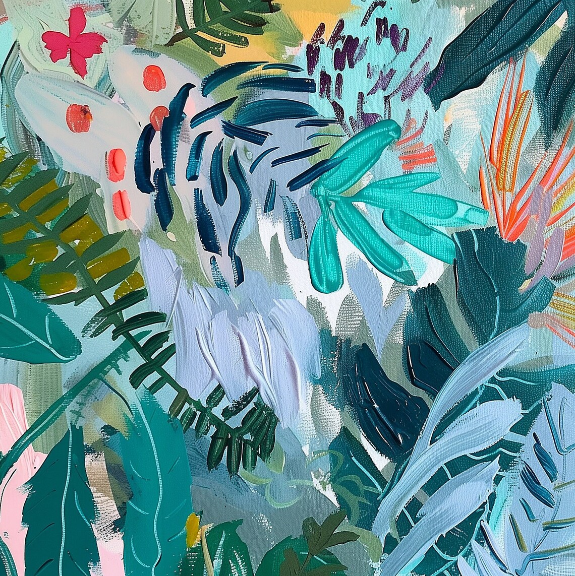 Textured Abstract Tropical Summer Maximalist Art Print - Image 2