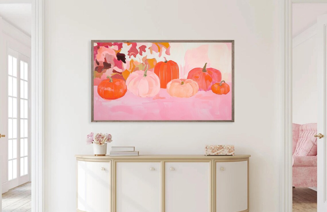 Fall Pink Pumpkins Autumn Holiday Art Print - Image 3