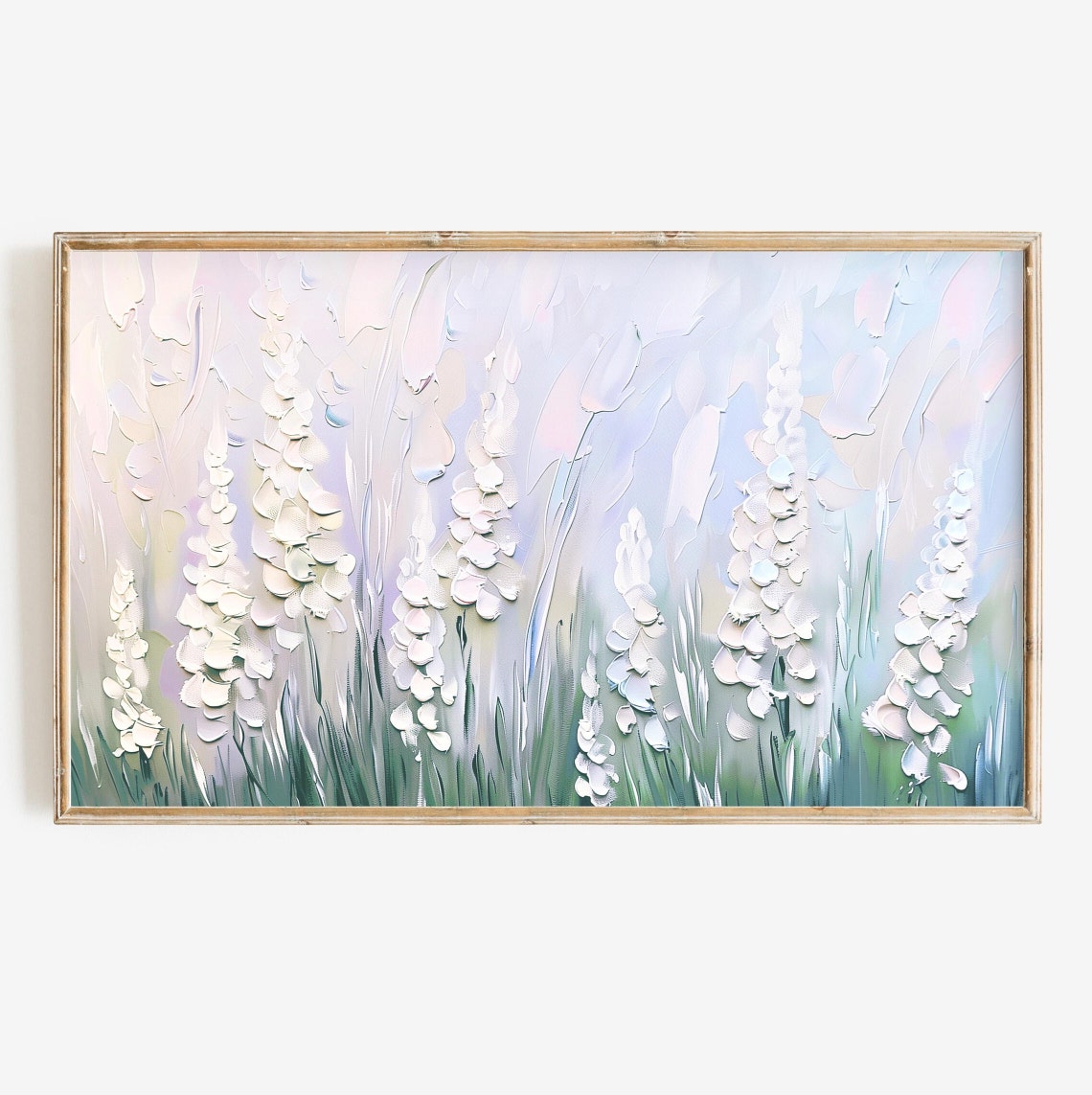 Textured White Wildflower Impasto Pastel Spring Garden Meadow Wall Art